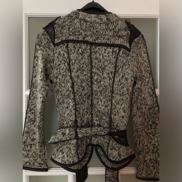 Large Knit Sweater with Faux leather Trim - Picture 3 of 4